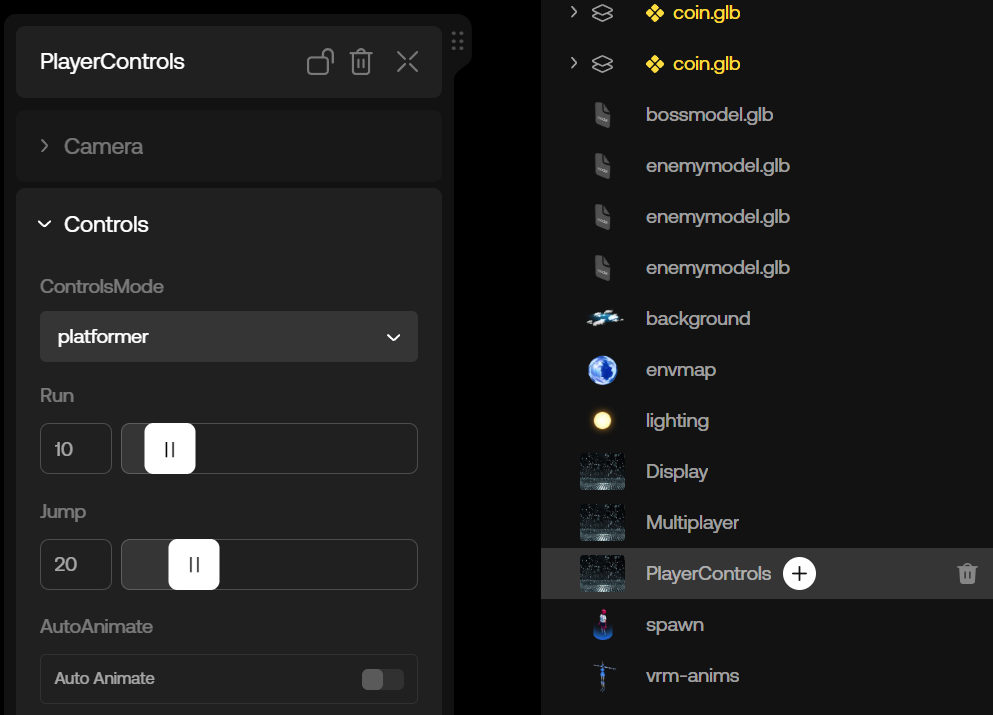 Player Controls Component with AutoAnimate Setting Toggled Off