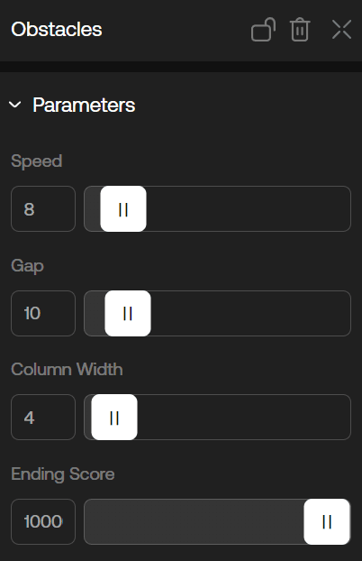 Part one of mechanics settings for Obstacles