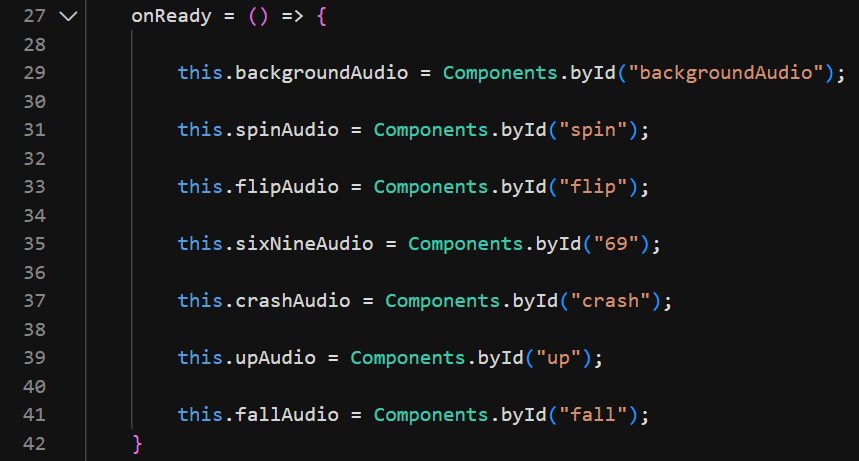 Location in the Sound script where Components are assigned